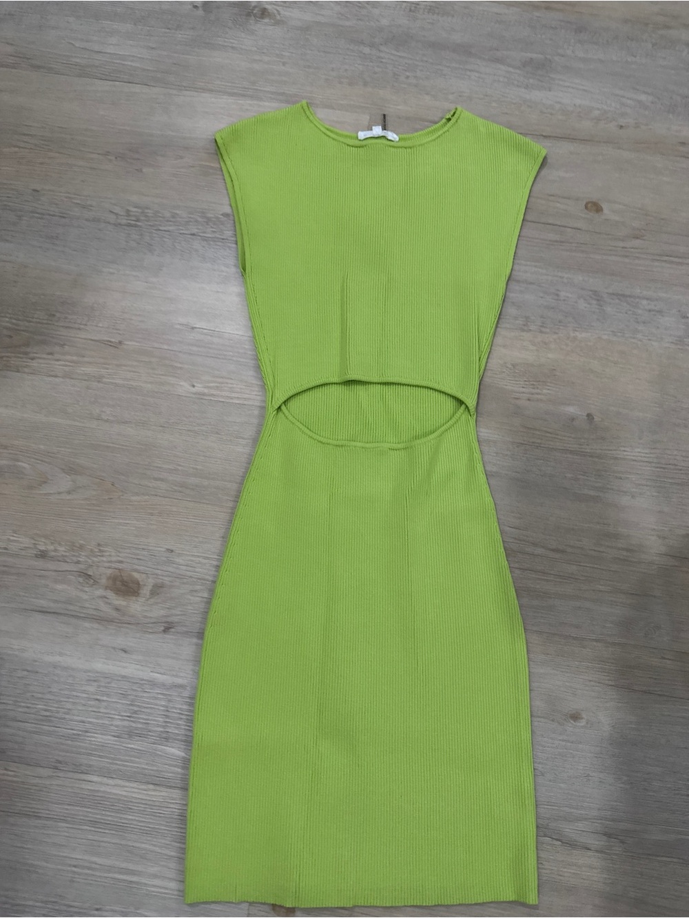 Sleeveless Lime Cutout Knit Mini Dress